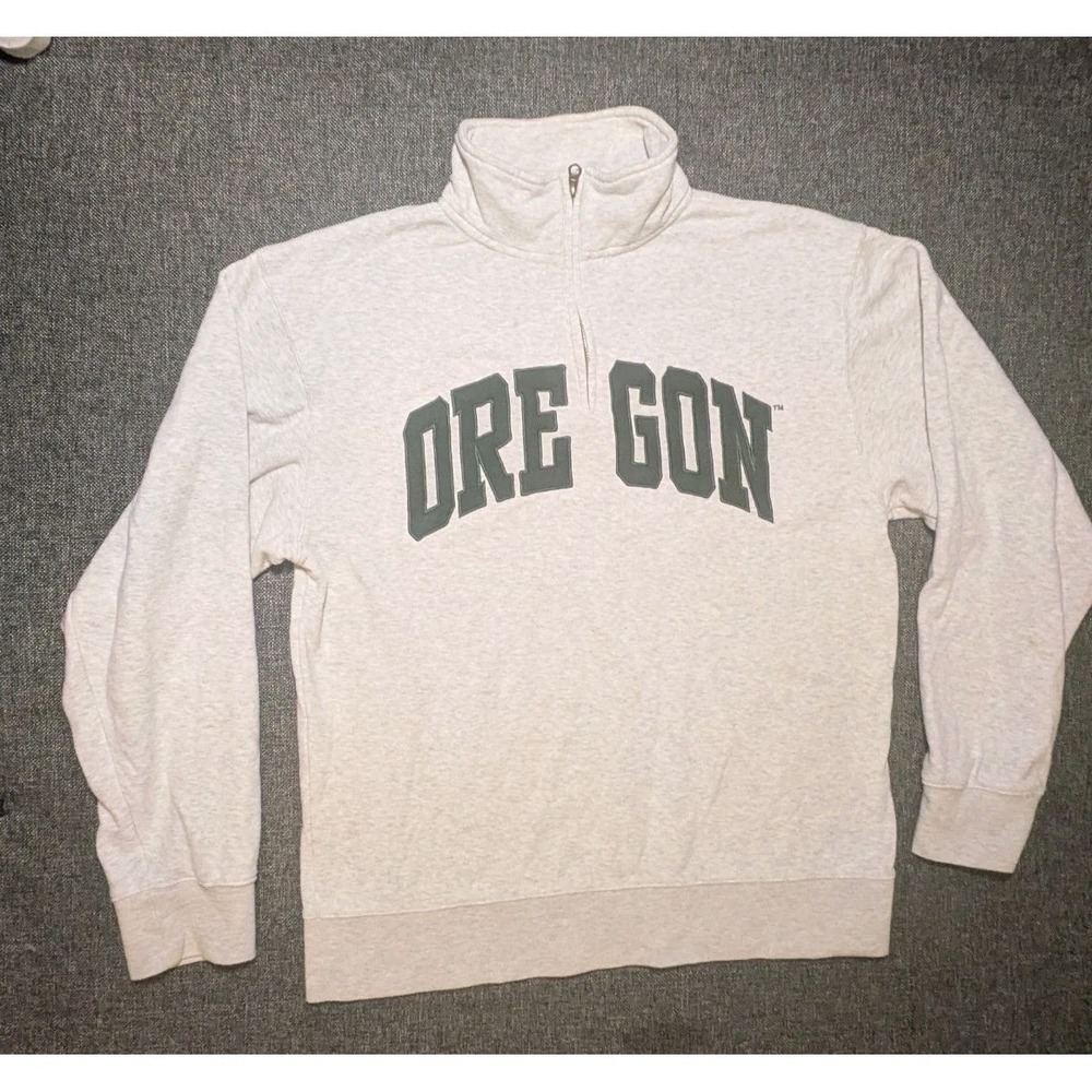 Oregon Ducks University Gray Mock neck Sweatshirt‎ Green Graphic NCAA Jacket S